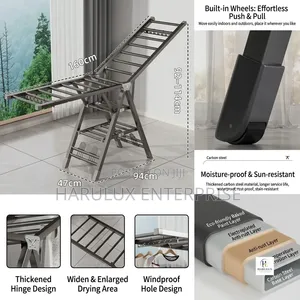 Heavy Duty Clothes Drying Rack 160x47cm Foldable Steel Laundry Rack