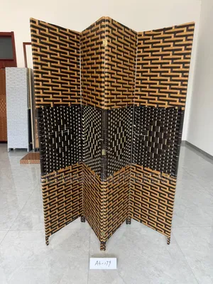4-Panel Hand-Woven Wicker/Rattan-Style Folding Room Divider