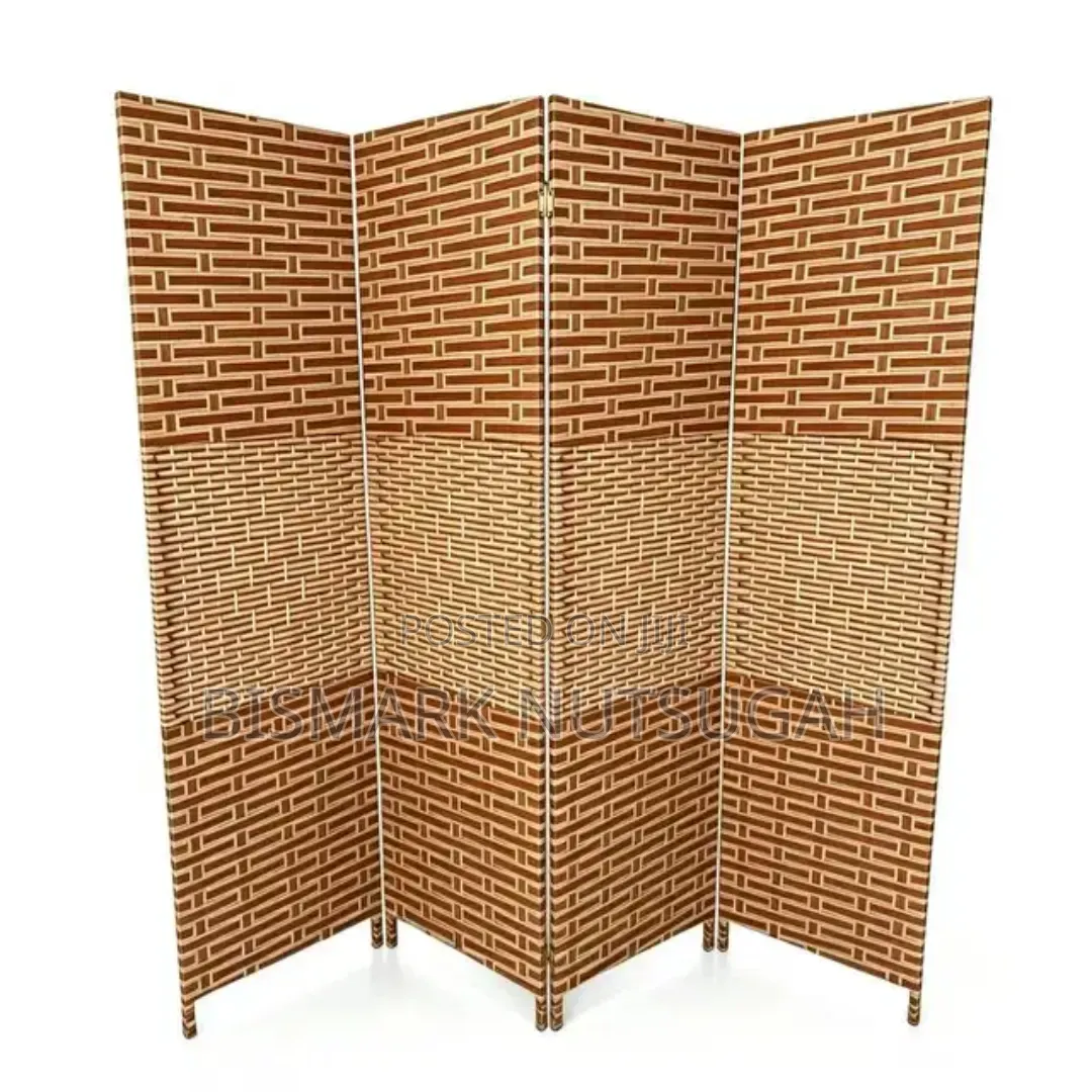 4-Panel Hand-Woven Wicker/Rattan-Style Folding Room Divider