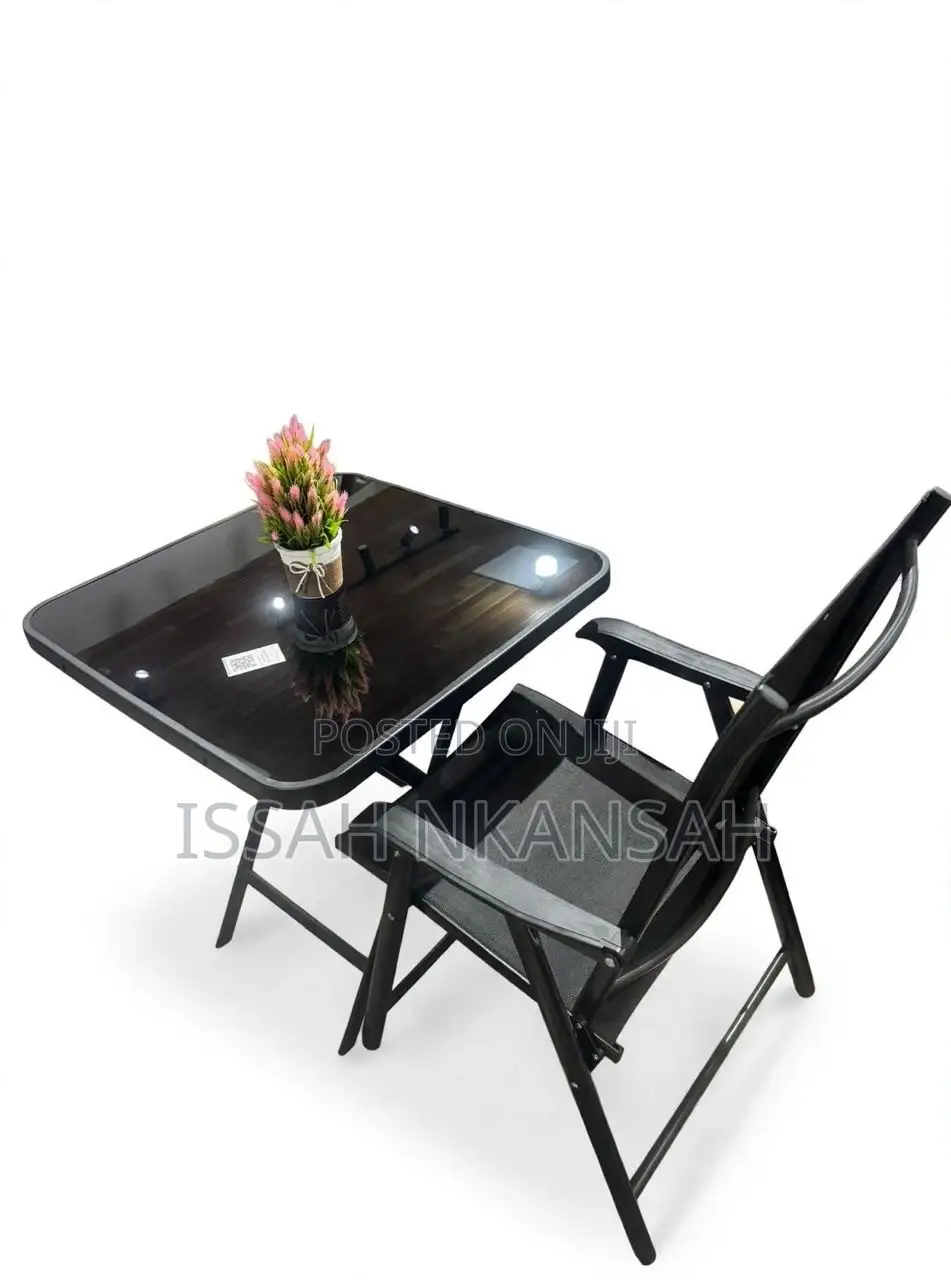 Glass Folding Table and Folding Chair
