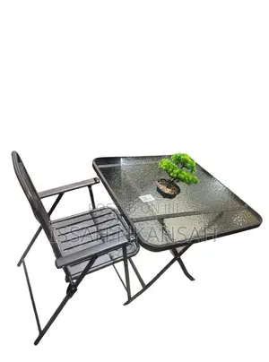 Glass Folding Table and Folding Chair