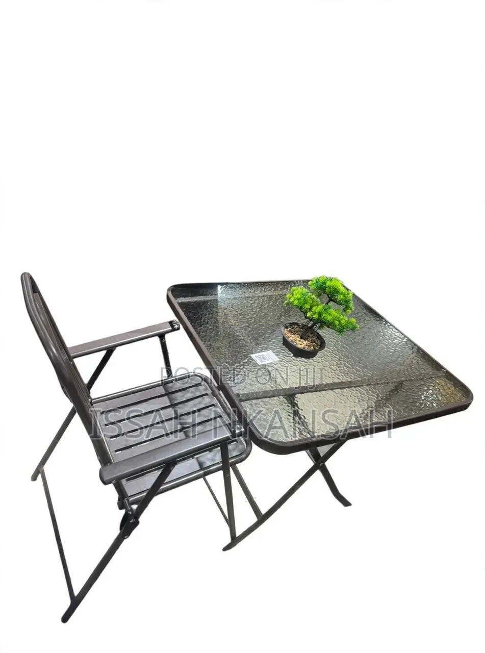 Glass Folding Table and Folding Chair