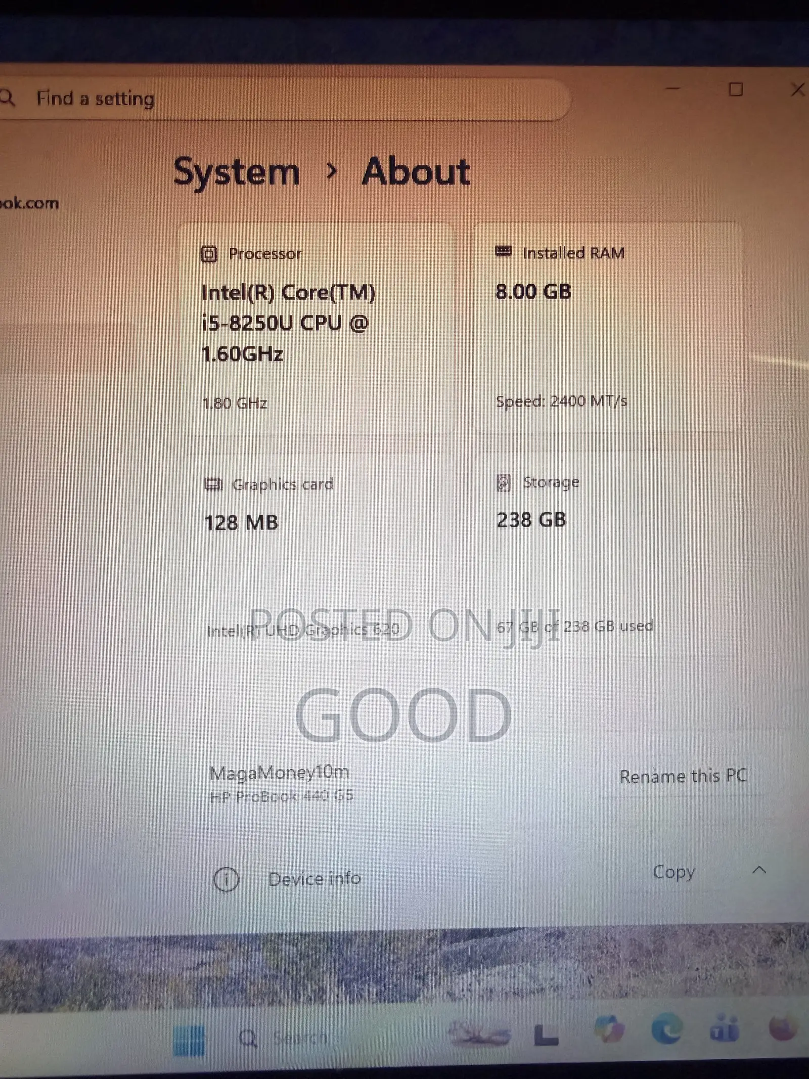 Laptop HP ProBook 440 G5 8GB Intel Core i5 SSD 256GB