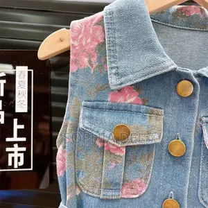 Gorgeous Girls’ Floral Denim Dress With Belt | Sizes 110–140