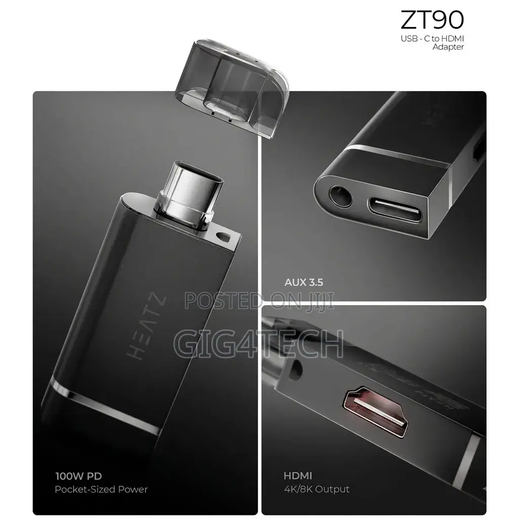 Heatz Zt90 USB-C to Hdmi/Aux/Pd100w Adapter