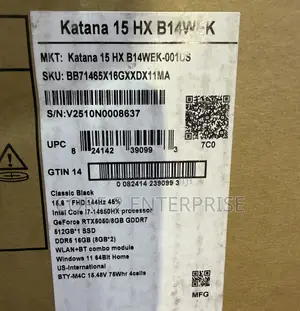 New Laptop MSI Katana 15 16GB Intel Core i7 SSD 512GB