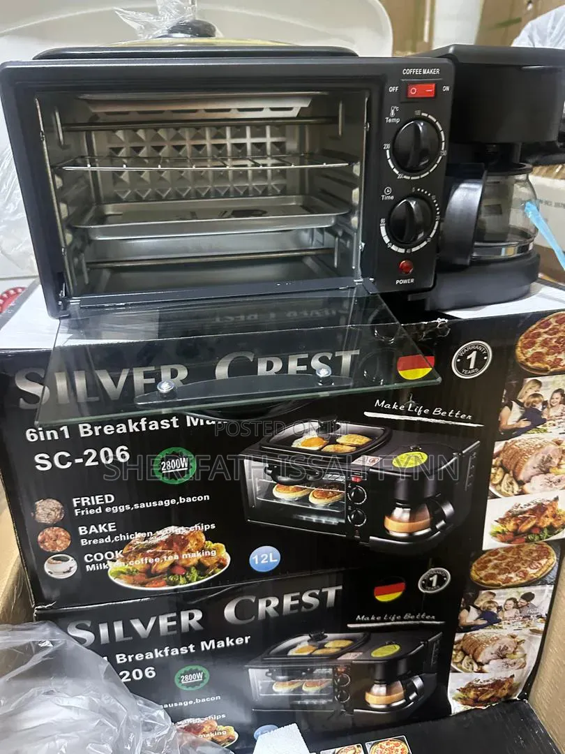 3-in-1 Breakfast Maker Machine - Oven + Grill + Coffee Maker