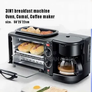 3-in-1 Breakfast Maker Machine - Oven + Grill + Coffee Maker