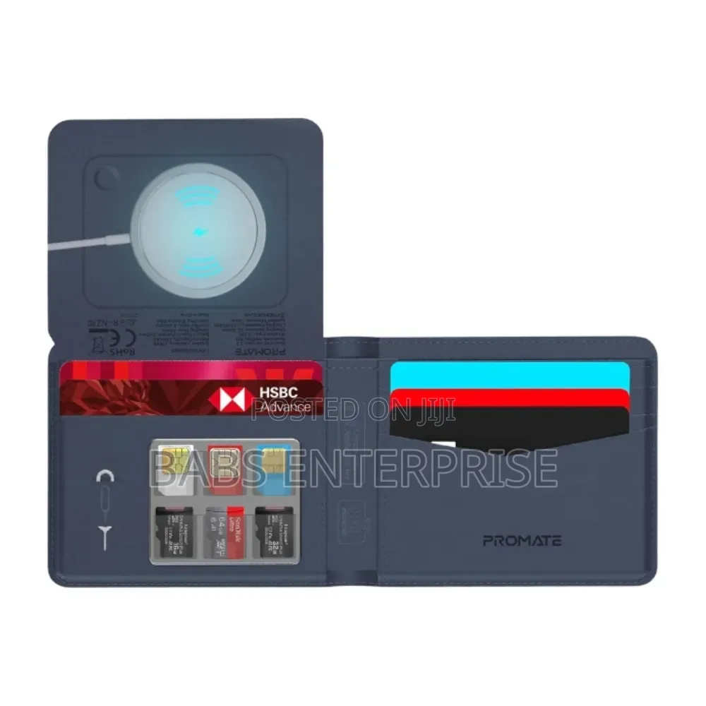Promate Anti-Loss Slim Leather Wallet RFID Amp; Smart Tracking
