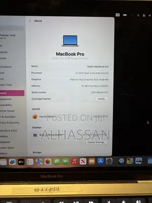 Laptop Apple MacBook Pro 2017 16GB Intel Core i5 SSD 512GB
