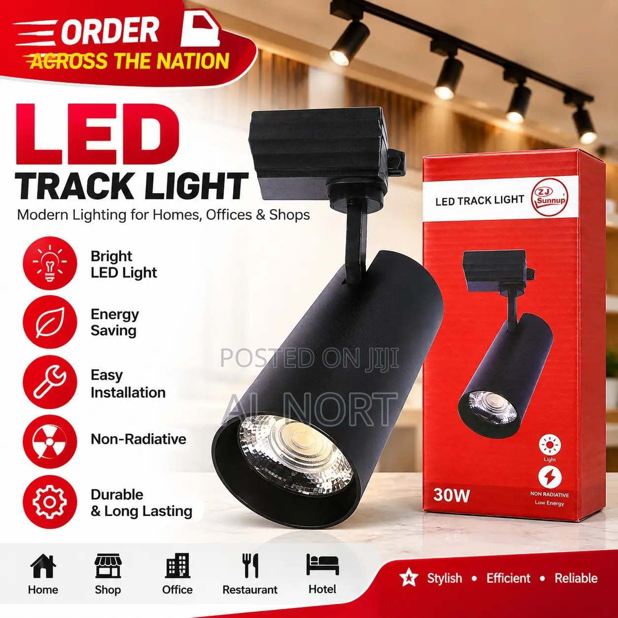 30W LED Track Light – Black