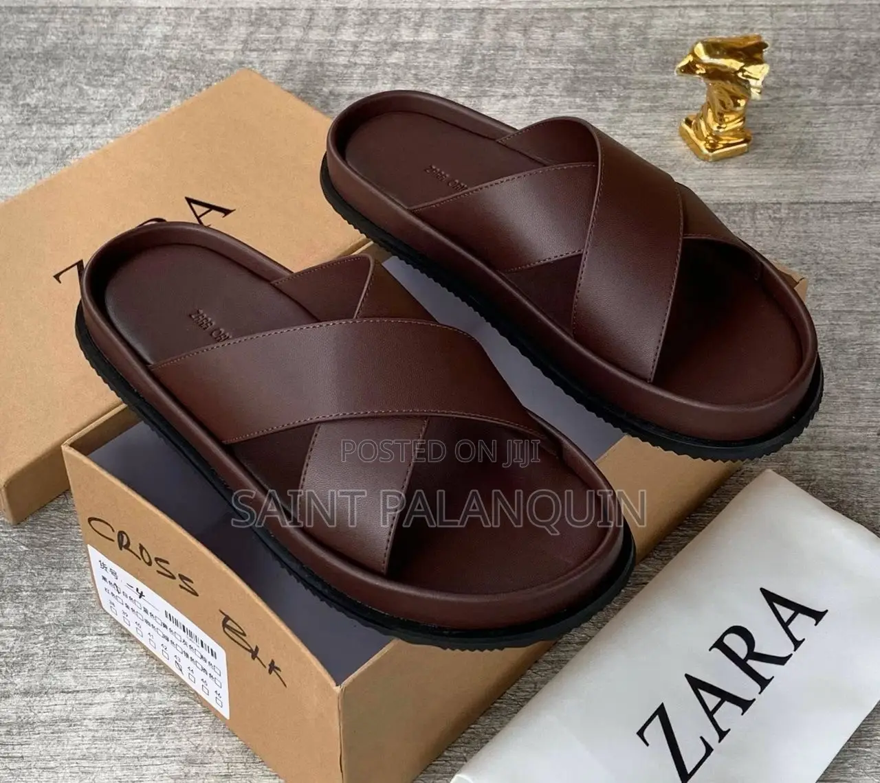 Zara Men's Slip-on Sandals and Slides Smooth Crisscross Straps