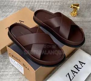 Zara Men's Slip-on Sandals and Slides Smooth Crisscross Straps