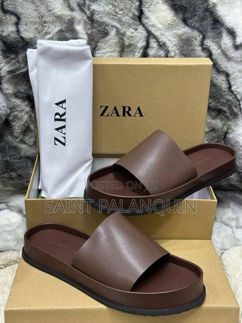 These Appear to Be Dark Brown Zara Minimalist Slide Sandals