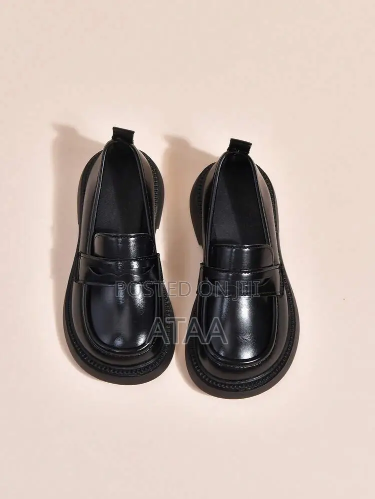 Black Leather Loafers for Toddlers