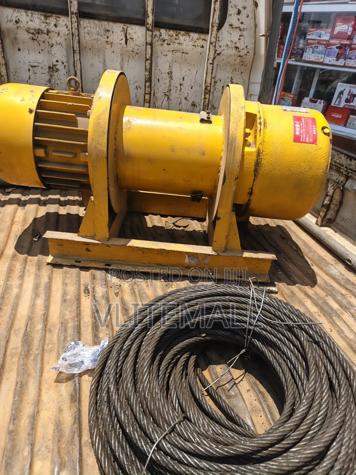 Heavy-Duty Yellow Electric Winch or Hoist Motor