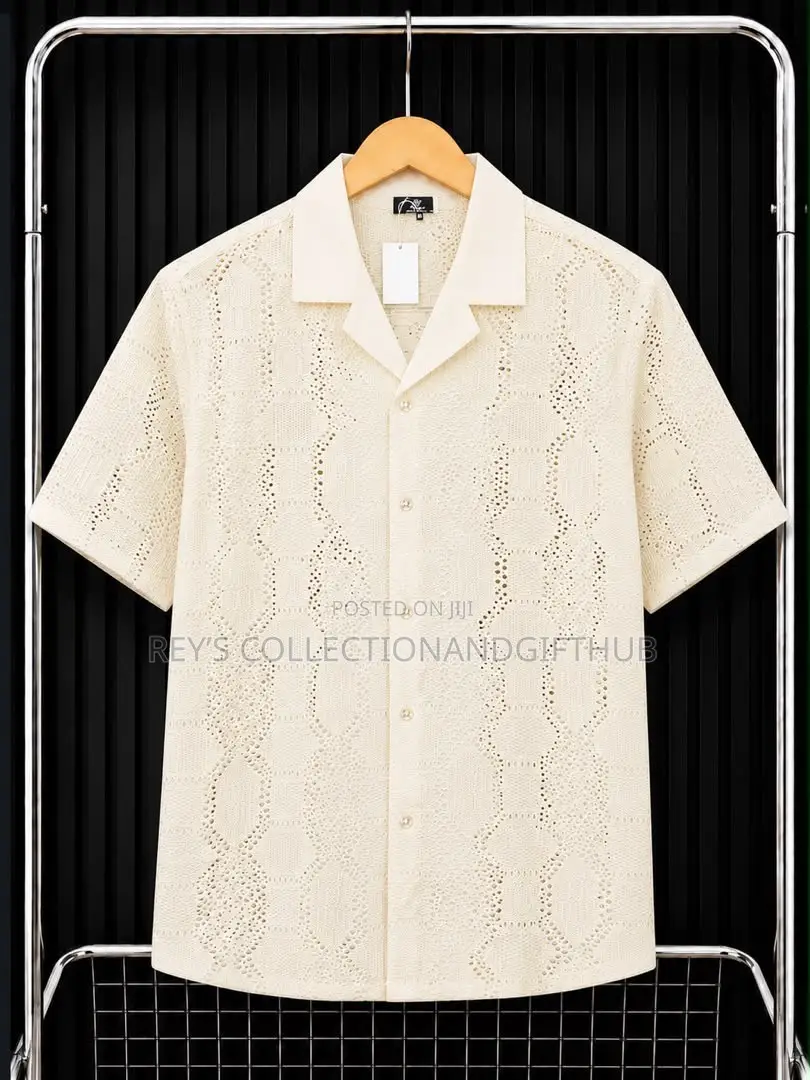 Men’s Mesh Shirt ,Hollow-Out Lace Shirt