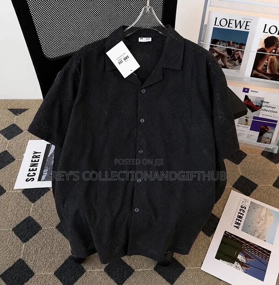 Men’s Mesh Shirt ,Hollow-Out Lace Shirt