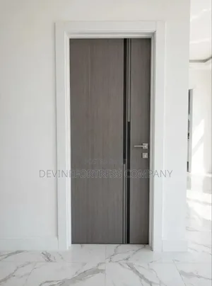 Wooden Coated Metal Door Single for Bedroom//Brown//Gray//Elegant