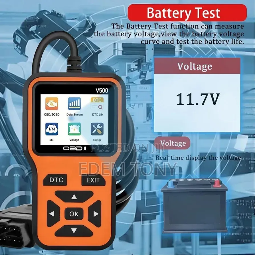 V500 OBD2 Scanner Diagnostic Tool,Code Reader Battery Voltage Tester