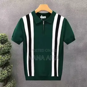 New Summer Men’s Color-Block Knitted Polo Shirt