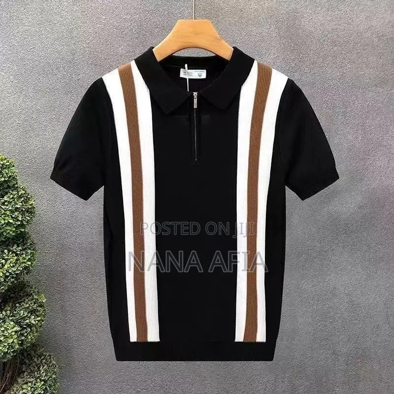 New Summer Men’s Color-Block Knitted Polo Shirt