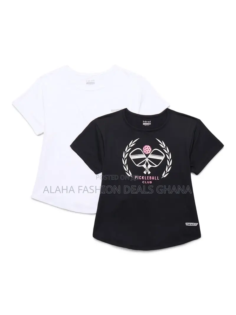 Hind Girl's Solid and Graphic Short Sleeve T-Shirt Set, 2-Pack