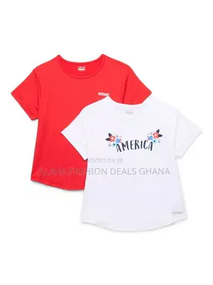Hind Girl's Solid and Graphic Short Sleeve T-Shirt Set, 2-Pack