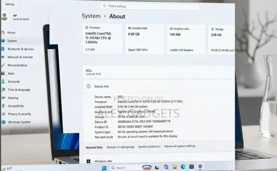 Laptop Dell Latitude 5510 8GB Intel Core i5 SSD 256GB