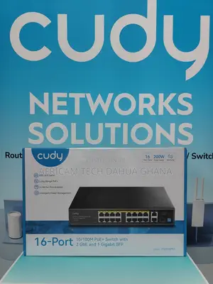 Cudy 16-Port 10/100m PoE+Switch / 2 Uplink GbE and 1 Uplink SFP Slot
