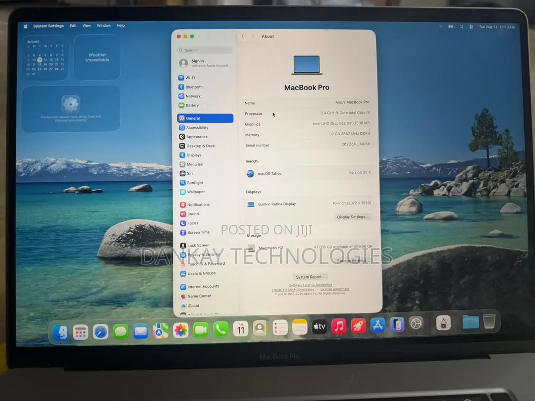 Laptop Apple MacBook Pro 16GB Intel Core i9 SSD 512GB