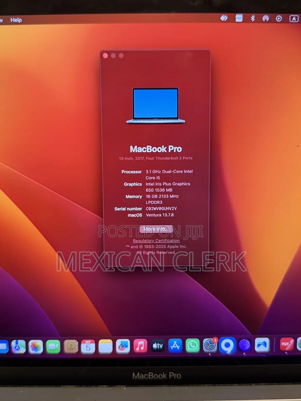 Laptop Apple MacBook Pro 16GB Intel Core i5 SSD 512GB