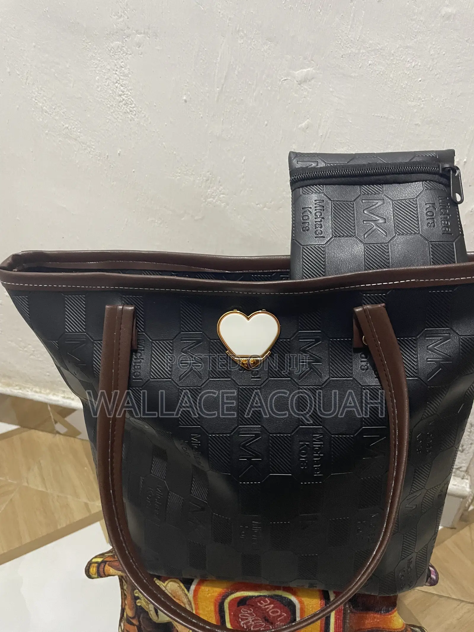 Ladies Fashion Tote Bag - Black Woven Design