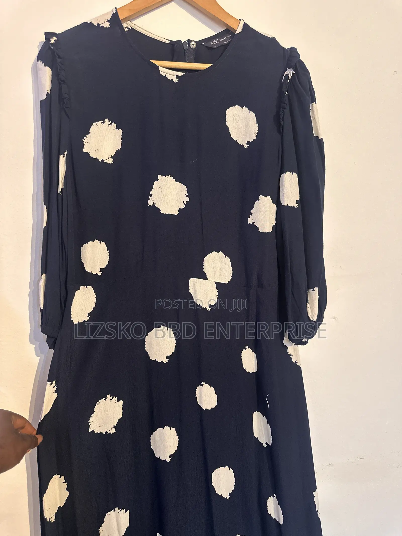 Max and Spencer Navy and White Abstract Spot-Print
