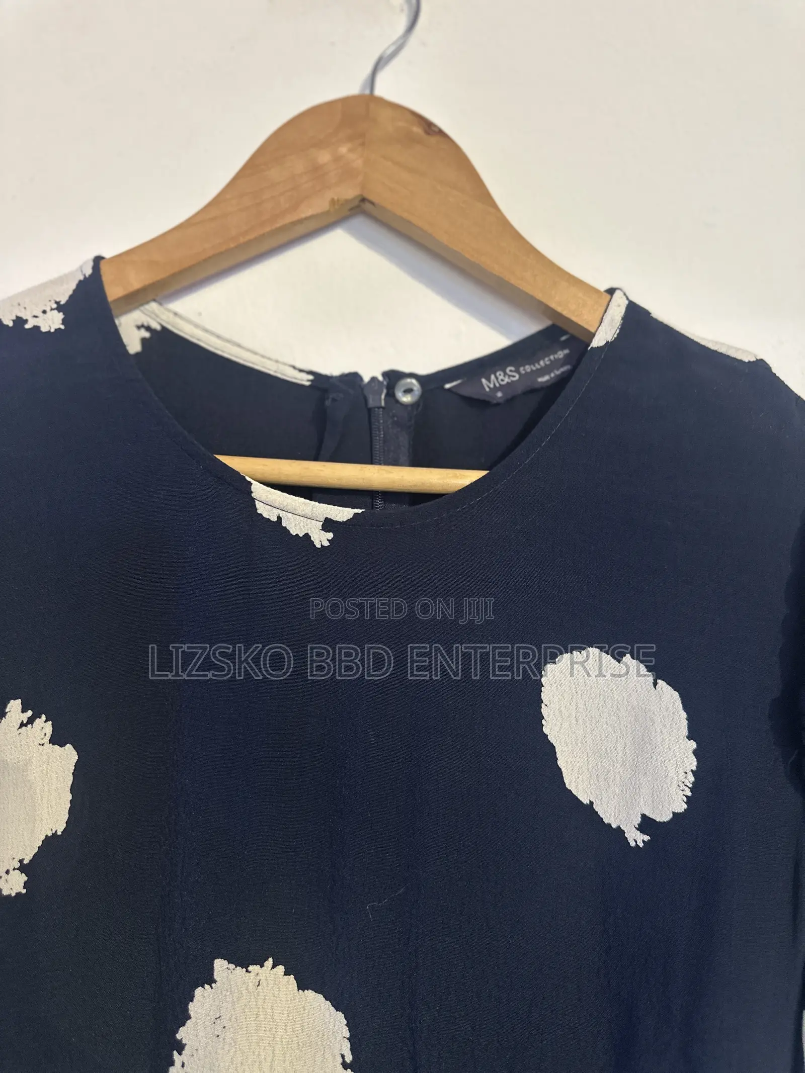 Max and Spencer Navy and White Abstract Spot-Print