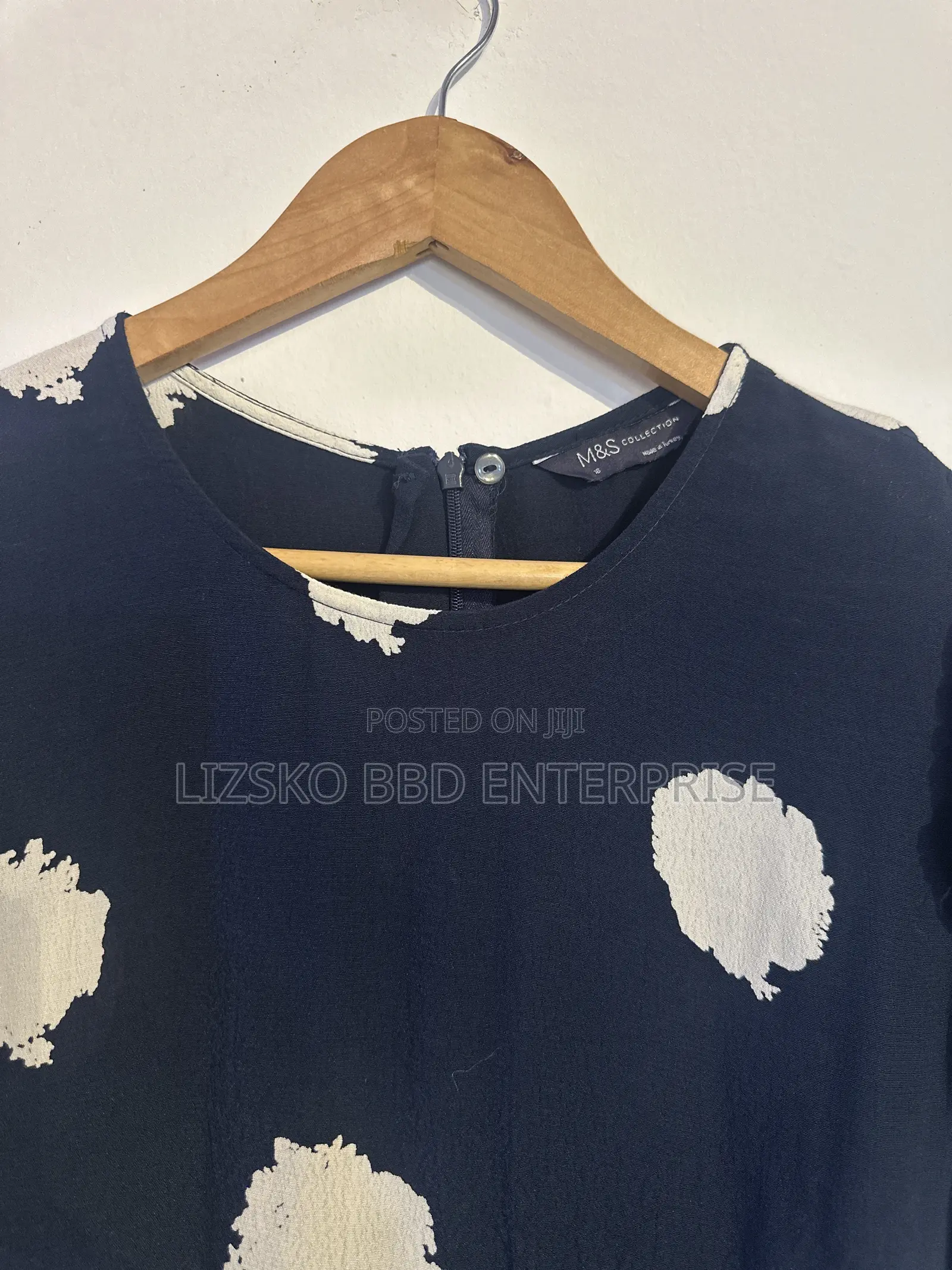 Max and Spencer Navy and White Abstract Spot-Print