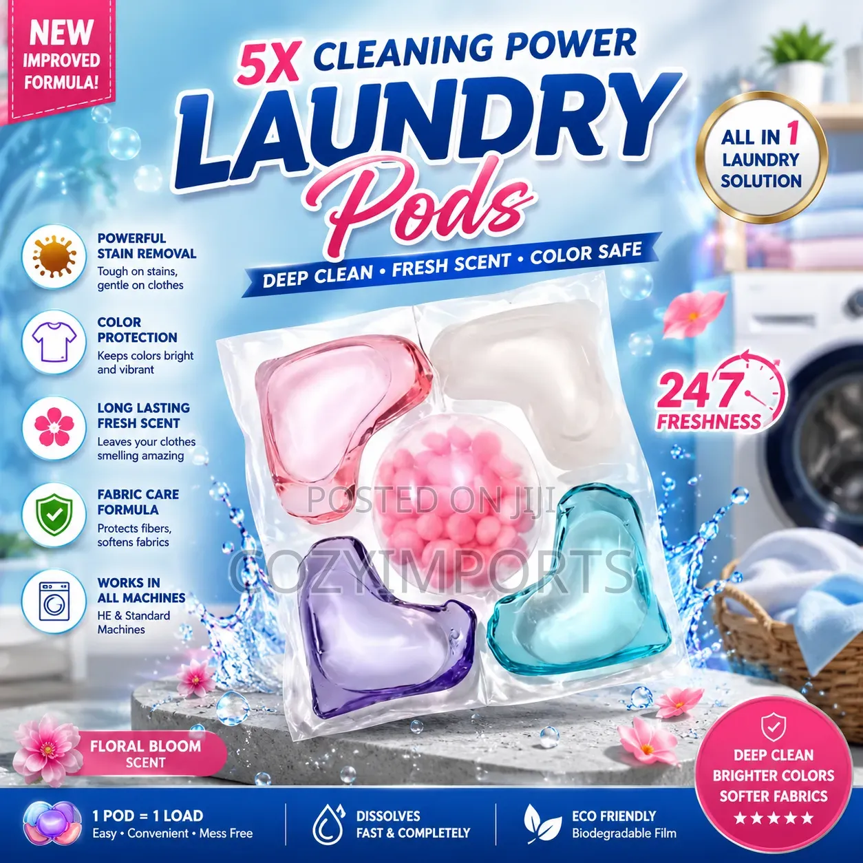 Laundry Pods/Beads – For Cleaning Fresh Scent 5 in 1 100pcs