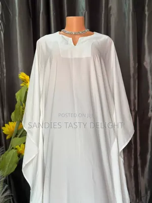 White Plain Bubu Kaftan Dress