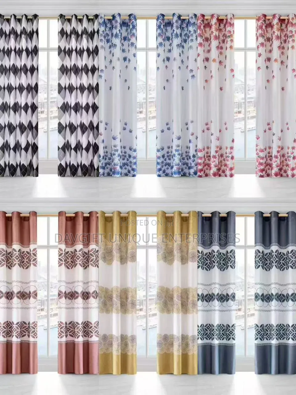 Beautiful 3D Design 2pcs Curtains