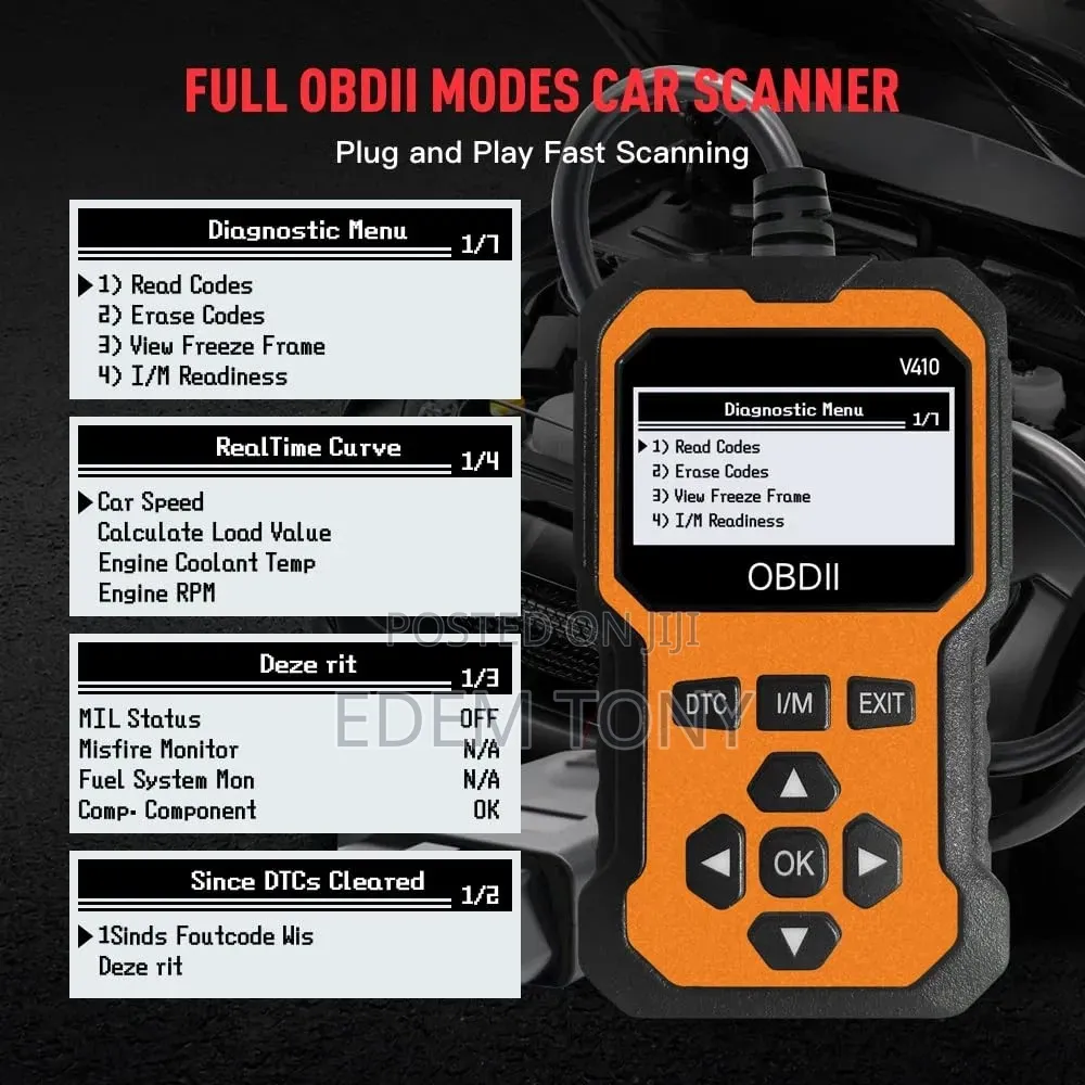 OBD2 Scanner Car Diagnostic Tool for All Vehicles Live Data Fix