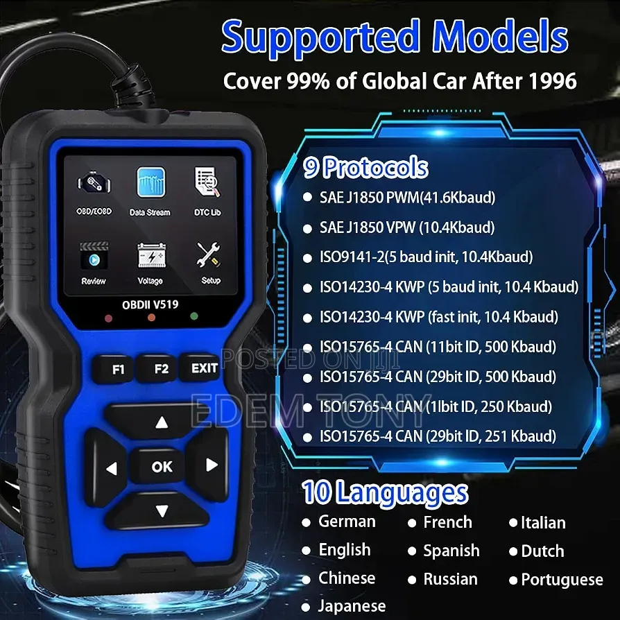 V519 OBD II Car Scanner, Diagnostic Error Finder,Fault Code Detection