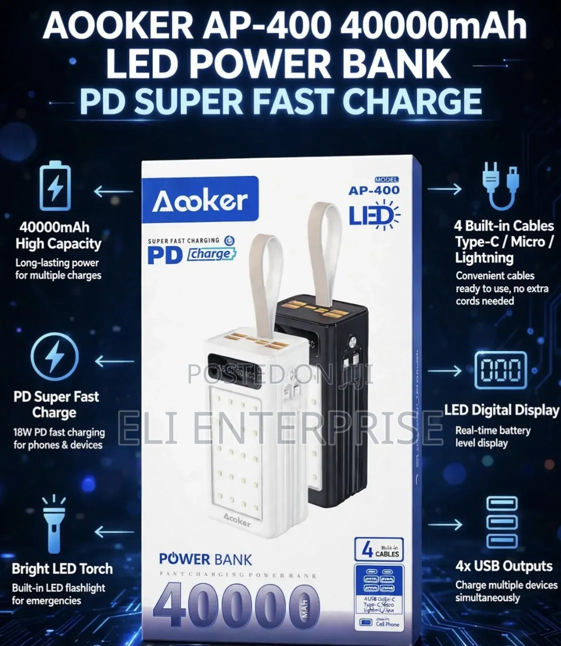 Aooker AP-400 40000mAh LED Power Bank.