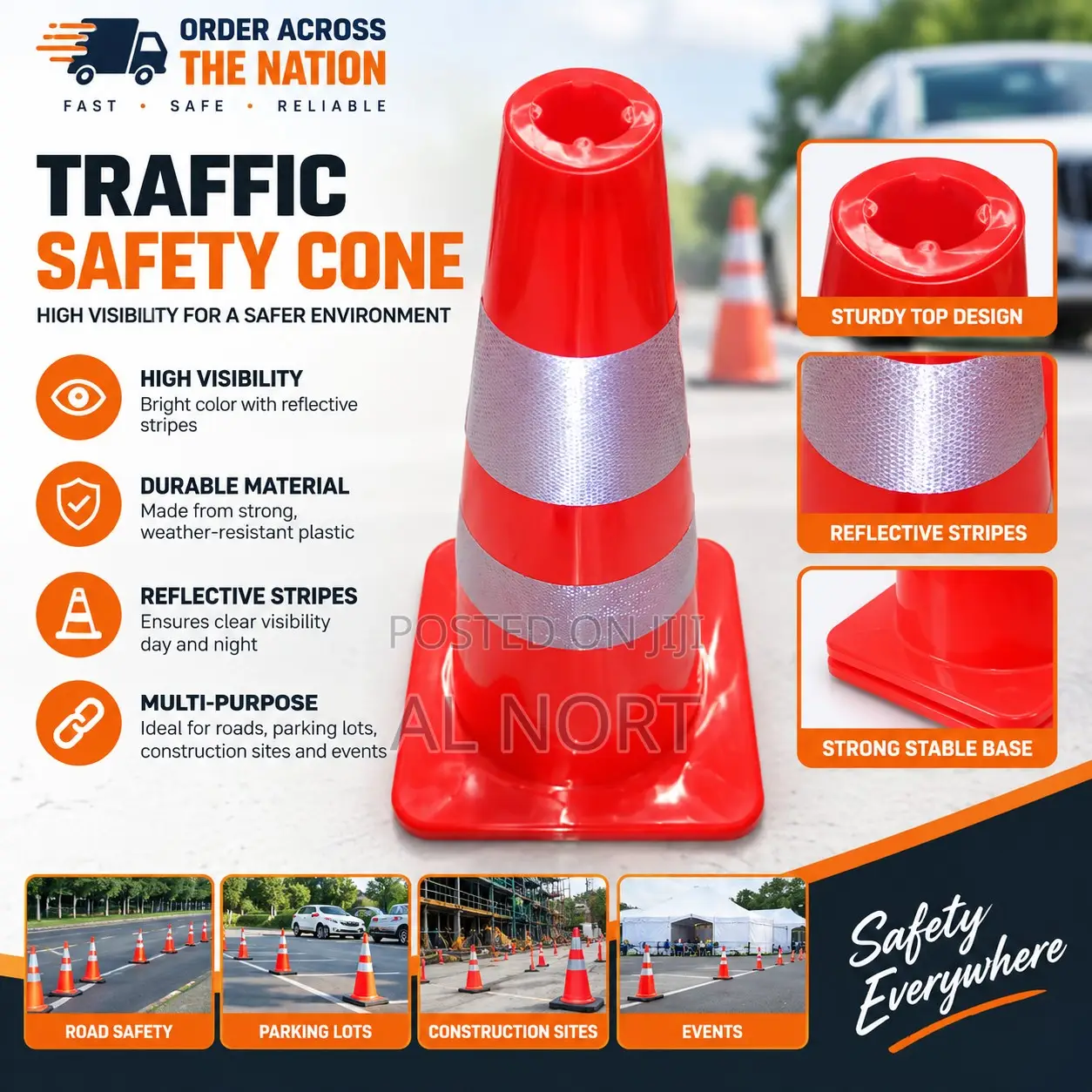 Reflective Traffic Safety Cone – Red