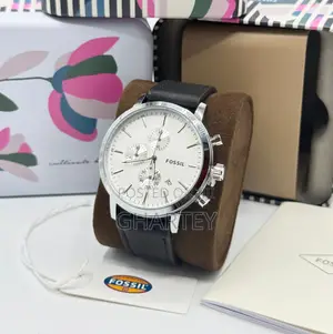 Fossil Men’s Classic Chronograph Leather Watch – Silver Black