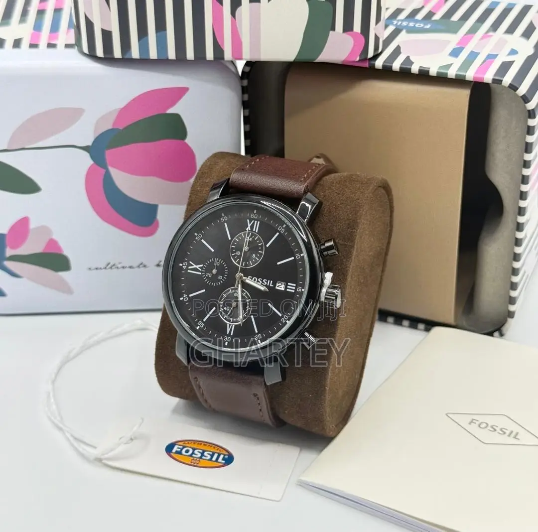 Fossil Men’s Chronograph Watch – Genuine Leather Strap Brown