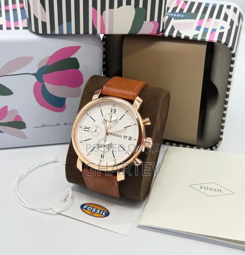 Fossil Men’s Chronograph Watch – Genuine Leather Strap Brown