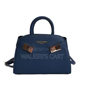 Modern Belted Leatherette Handbag, Elegant Top Handle Bag
