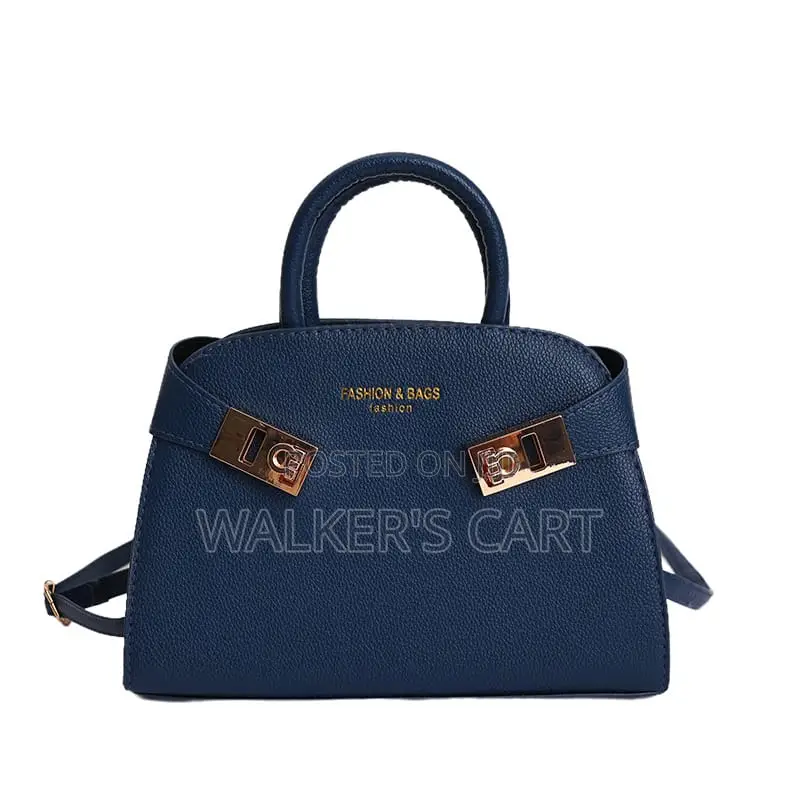Modern Belted Leatherette Handbag, Elegant Top Handle Bag