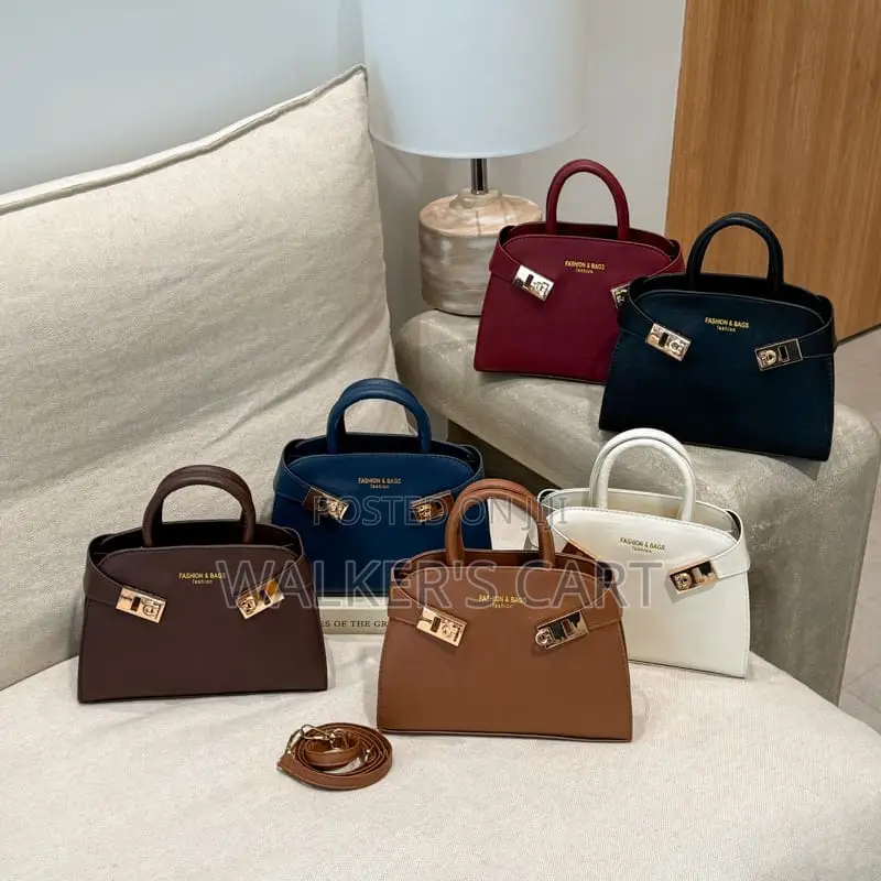 Modern Belted Leatherette Handbag, Elegant Top Handle Bag