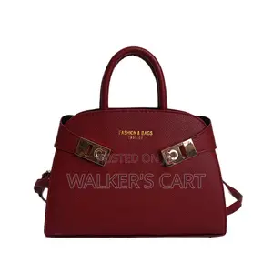 Modern Belted Leatherette Handbag, Elegant Top Handle Bag